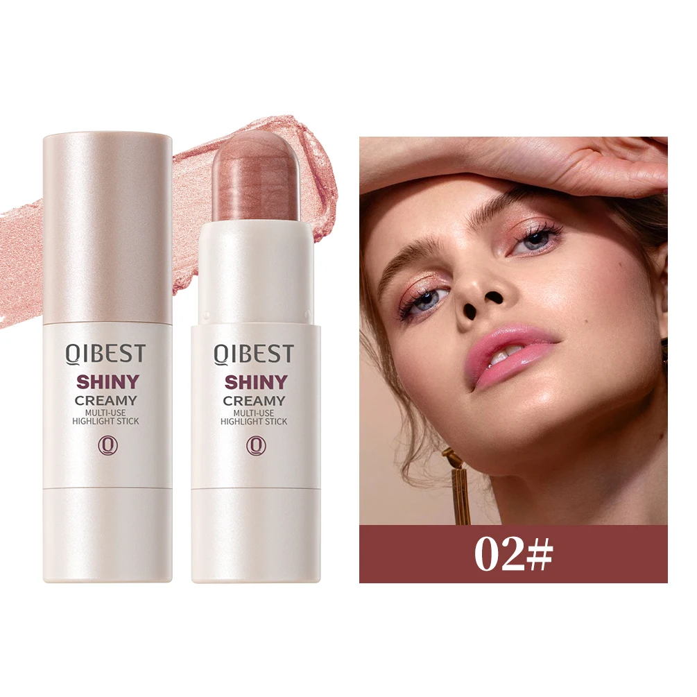 QIBEST 3色 3Dフェイスブライトニングハイライターバー コスメティックフェイスコンターブロンザーシマーハイライタースティックコンシーラークリームメイクアップ