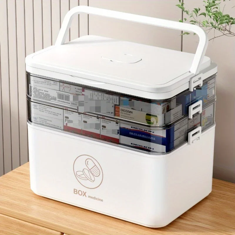 

1pc 3-Tier Medicine Cabinets,Medicine Organizer - Family Emergency Storage Box | Leak-Resistant Design, Compact for Home Use