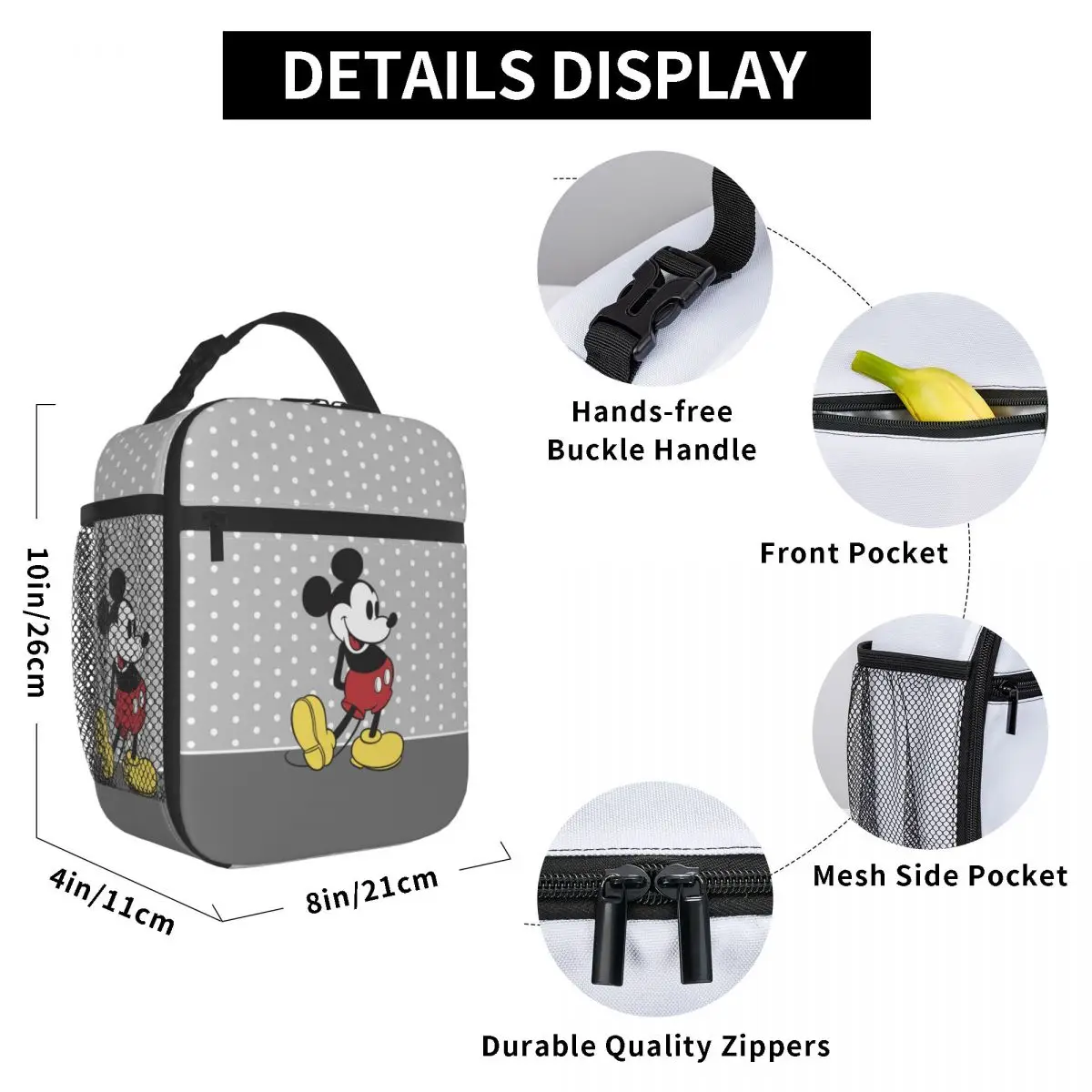 Mickey Mouse Thermal Insulated Lunch Bag for School Picnic Portable Food Bag Gifts for Boys Kids Cooler Thermal Lunch Boxes