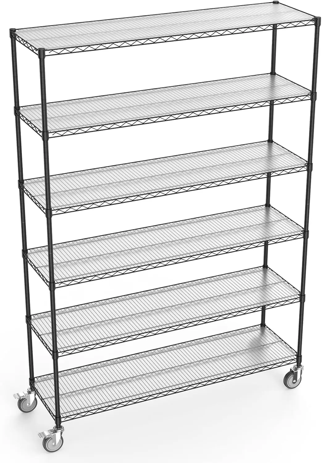 Wire Shelving Unit,  Height Adjustable Metal Garage Storage Shelves w/Wheels, Heavy Duty Wire Rack,