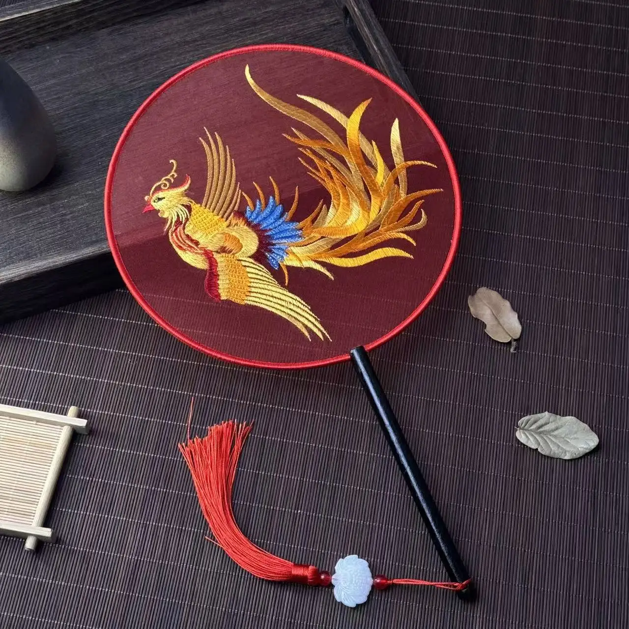 Chinese Style Classical Embroidery Group Fan Gifts Cheongsam Catwalk Photo Props Stage Performance Show Dance Party Round Fan