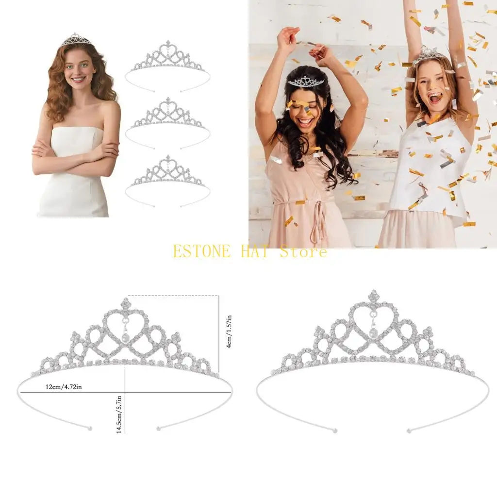 

49MF Elegant Rhinestones Crowns Headbands For Women Tiaras Hair Accessories For Brides