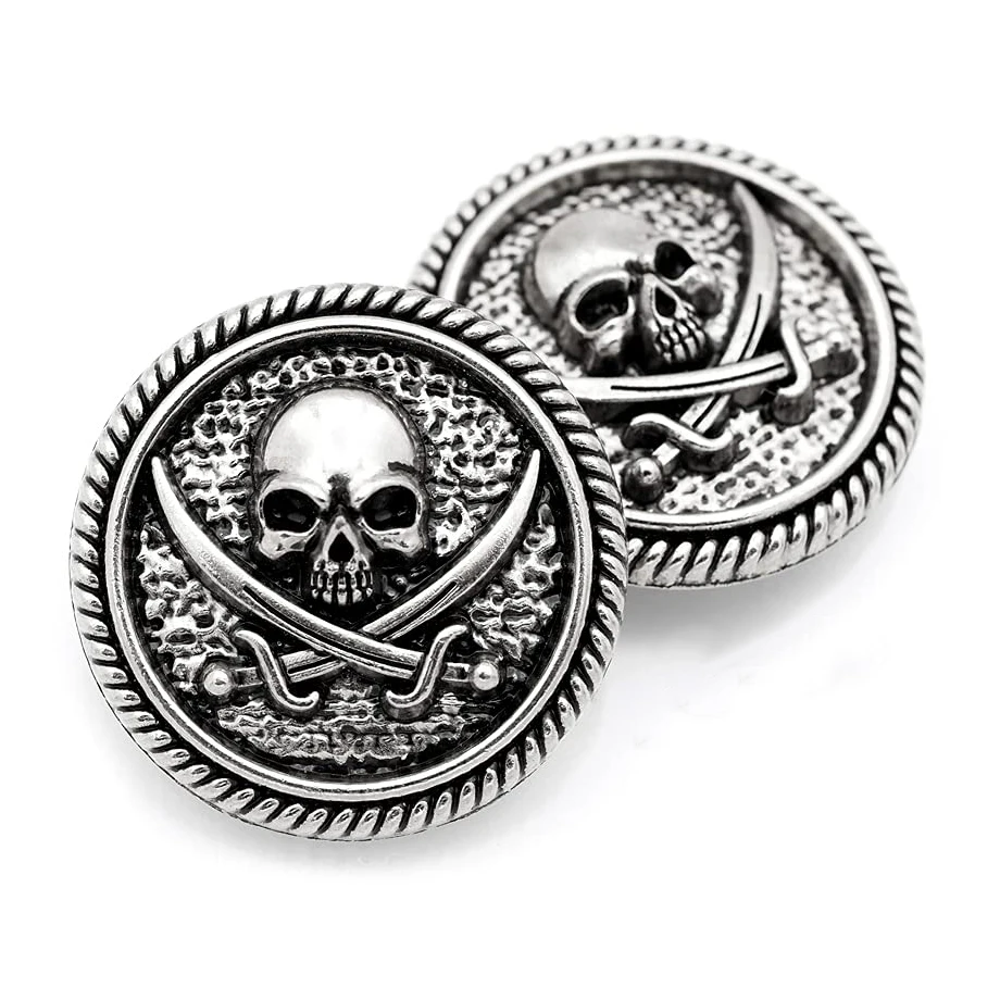 30mm Concho Pirate Skull Screw Back Coin Leather Craft Ornament Backpack Wallet Decorative Buckle