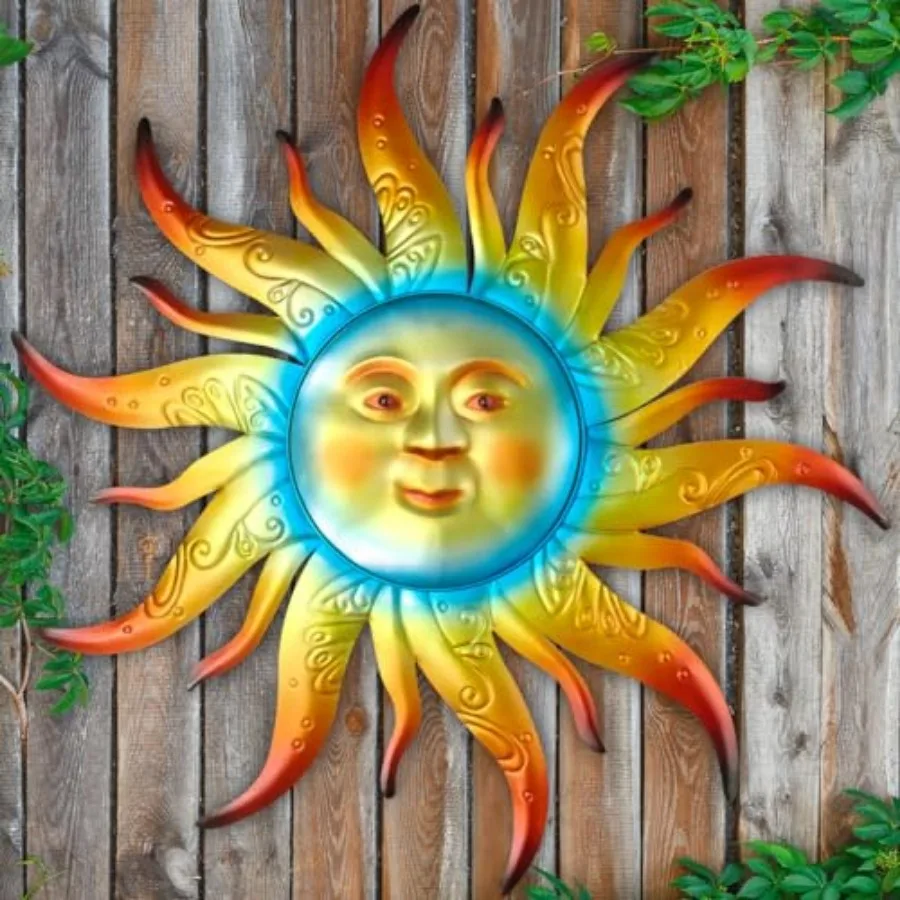 

Large Metal Sun Wall Art Decor - 23.6 inches Outdoor Wall Decor, Sun Face Sculpture for Garden Farmhouse Yard Patio Fence Livin