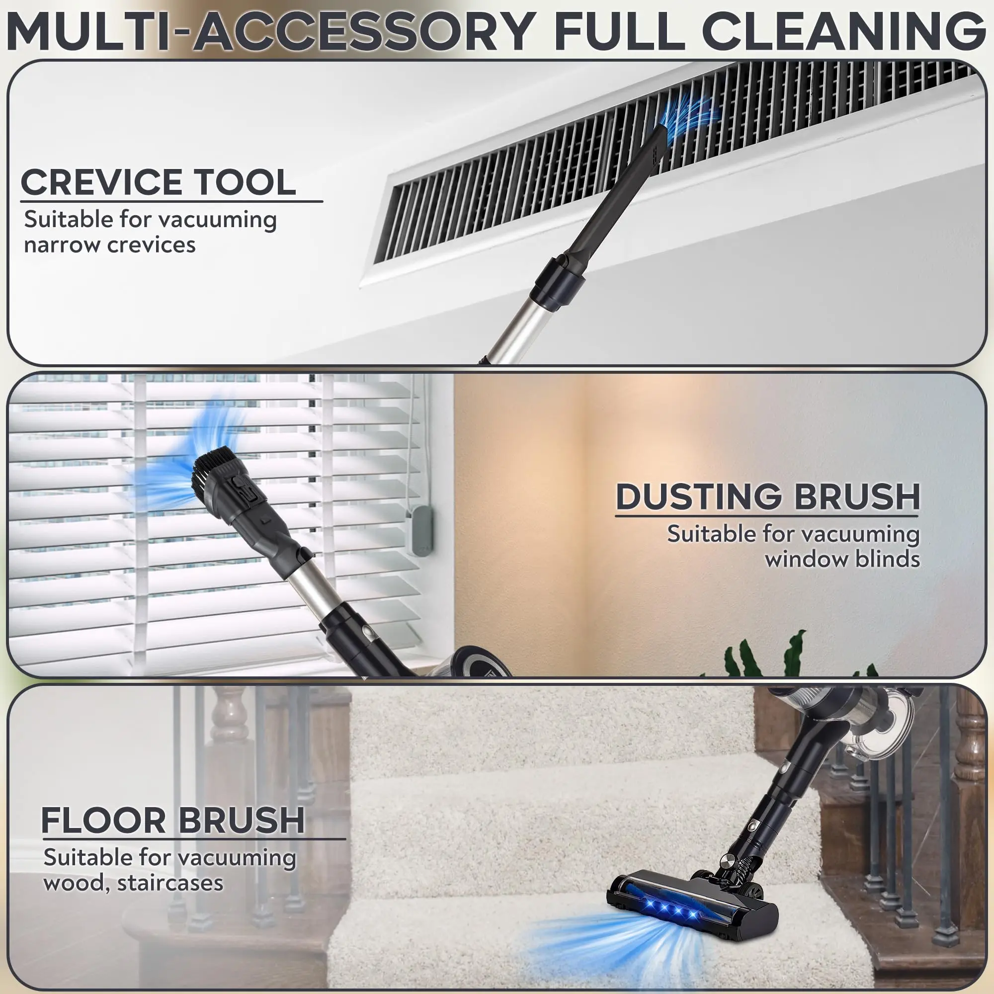 Bison Edge Cordless Vacuum Cleaner 6-in-1 Bendable 35kPA With Brushless Motor Home Car Portable Carpet Machine Vacuum Cleaner