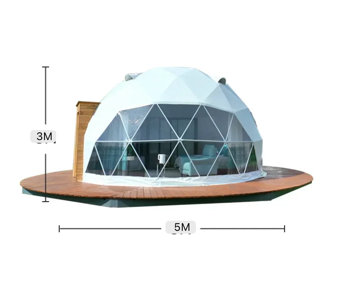 Eco-friendly PVC Half Circle Geodesic Dome Tent Prefabricated Plastic Camping Outdoor Waterproof Glamping El