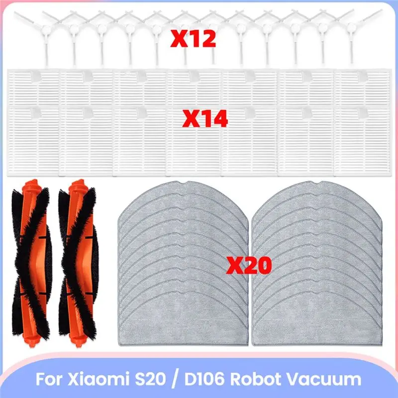 

Набор из 48 предметов: щетки, фильтры и салфетки для пылесоса Xiaomi S20 D106, запасные части для пылесоса.