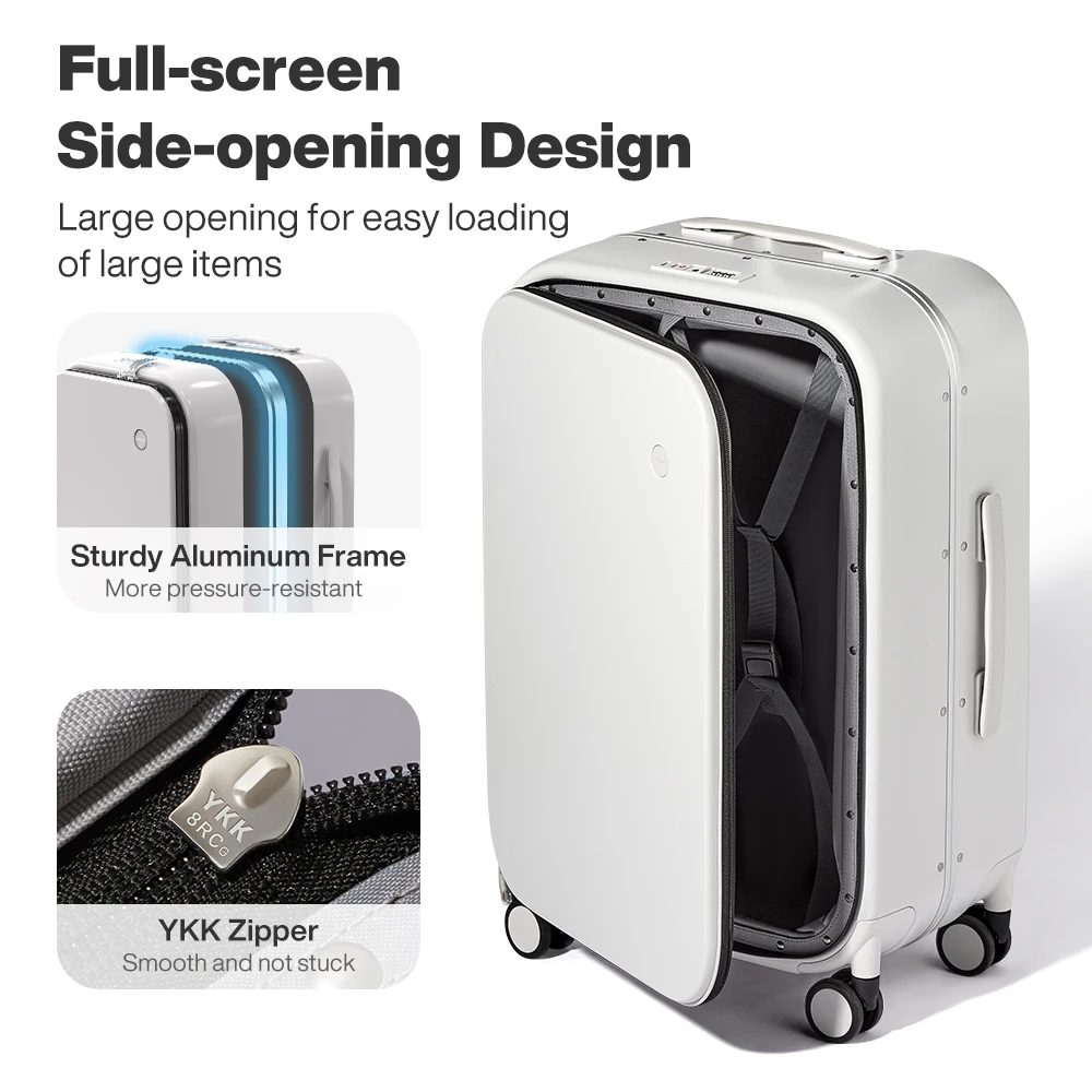 Mixi New Aluminum Frame Suitcase Front Opening Rolling Travel Luggage 18 20 Inch Carry On 22 24 26 Inch M9291