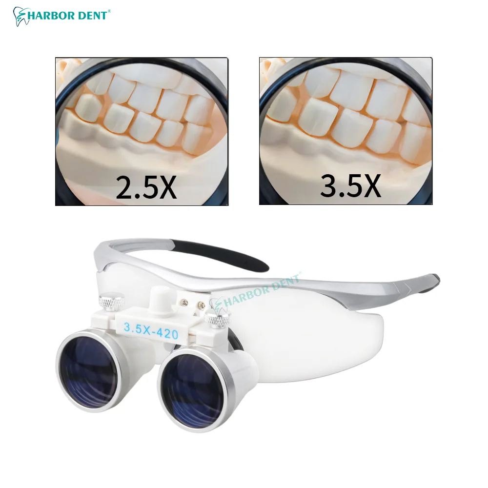 2.5x/3.5x Dental Loupe Ultra-lightweight Optical Goggles Lab Medical Adjustable 320-420mm Binocular Magnifier for Dental Surgery