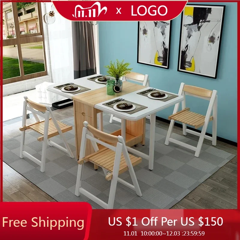 

Design Folding Dining Table White Nordic Minimalist Rectangle Dining Table Luxury Industrial Mesa Comedor Kitchen Furniture