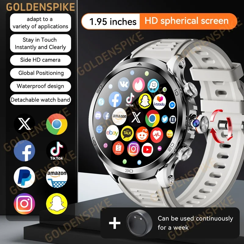 

H19 Smartwatch Men 1.95-inch Amoled Large Screen 190° Rotary Camera 720*720 Resolution GPS WIFI Android 4G Smart Watch Men Adult