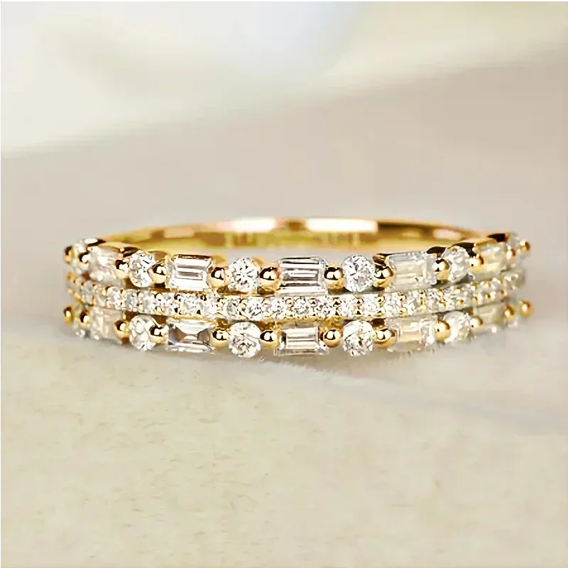Dazzling Zirconia Finger Ring Lady Engagement Ceremony Accessories for Women Fashion Versatile Jewelry  Wedding Party