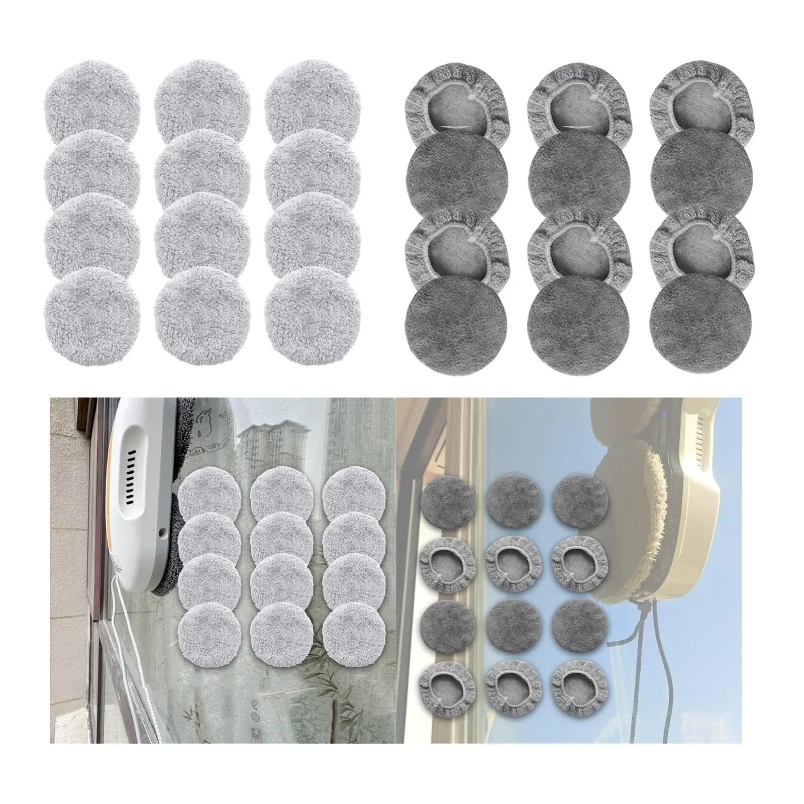 

12 Pieces Replacement Pads for Window Cleaning Robot Cleaning Cloth Microfiber Cloth Window Cleaner Pads for Tile Glass Door