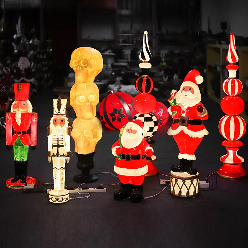 مبيعات المصنع مباشرة LED حديقة ديكور ضوء الراتنج سانتا كلوز تمثال في الهواء الطلق عيد الميلاد ضوء الزخرفية IP65 الصف #6