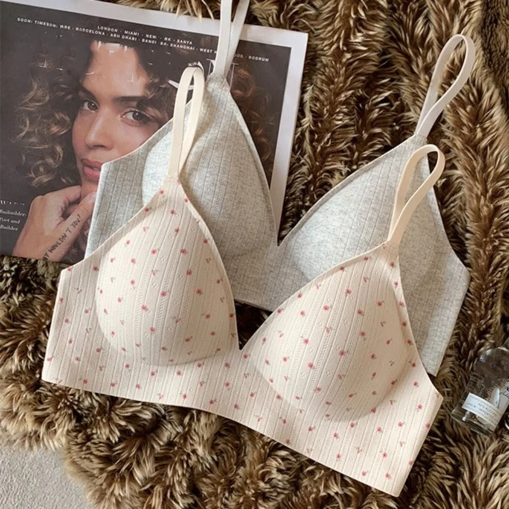 

Fashion Flower Wireless Deep V Bra Push Up Anti-sagging Underwear for Women Lingerie Sweet Seamless Bra Gifts