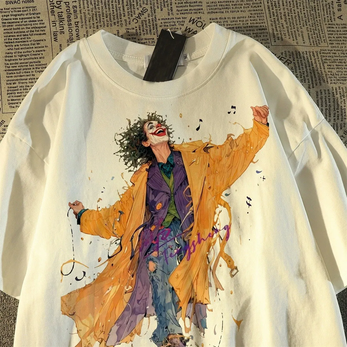 Happy Smiley Face Joker print T-shirt Women Men Comfort Casual Loose Size Short Sleeve Harajuku Pure Cotton T-shirt Summer Tops