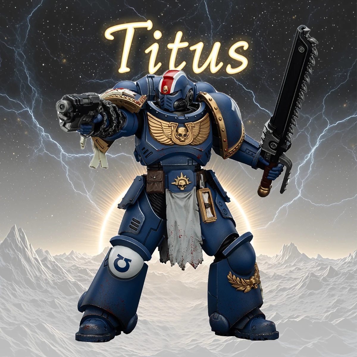 

JOYTOY Warhammer 40K Ultramarines Titus Action Figure Titus Collectors Edition Movable Model Space Marines Collection Doll