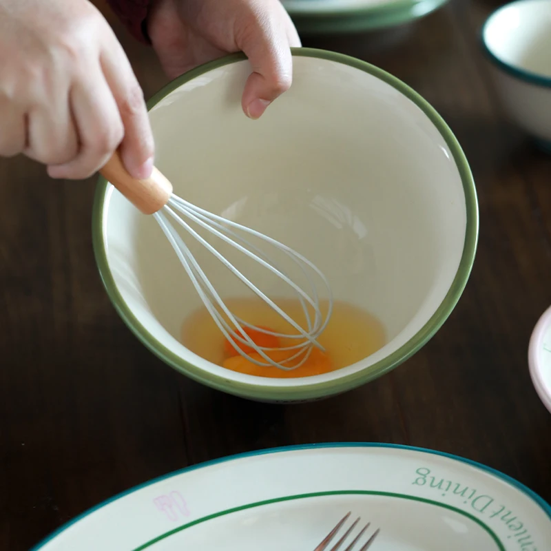 مجموعة أدوات المائدة الخزفية طبق عشاء وعاء الأرز أطباق لطيف بسيط إلكتروني الطباعة طبق مستدير أدوات المائدة المنزلية حفلة دفئا هدية #3