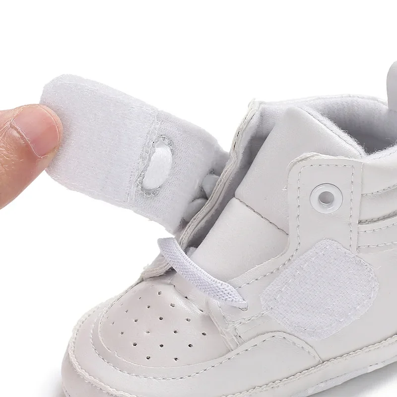 Newborn Baby Fashion Sneakers Shoes Boys Girls Solid Lace Up High Shoes Toddlers Breathable Non Slip First Walkers 0-18 Months