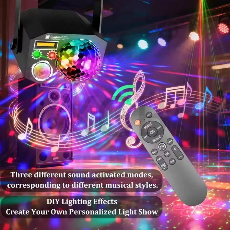 Party Lights, Dj Disco Light Disco Ball Light Sound Activated Strobe Stage Lights for Parties Birthday Christmas Gift Wedding