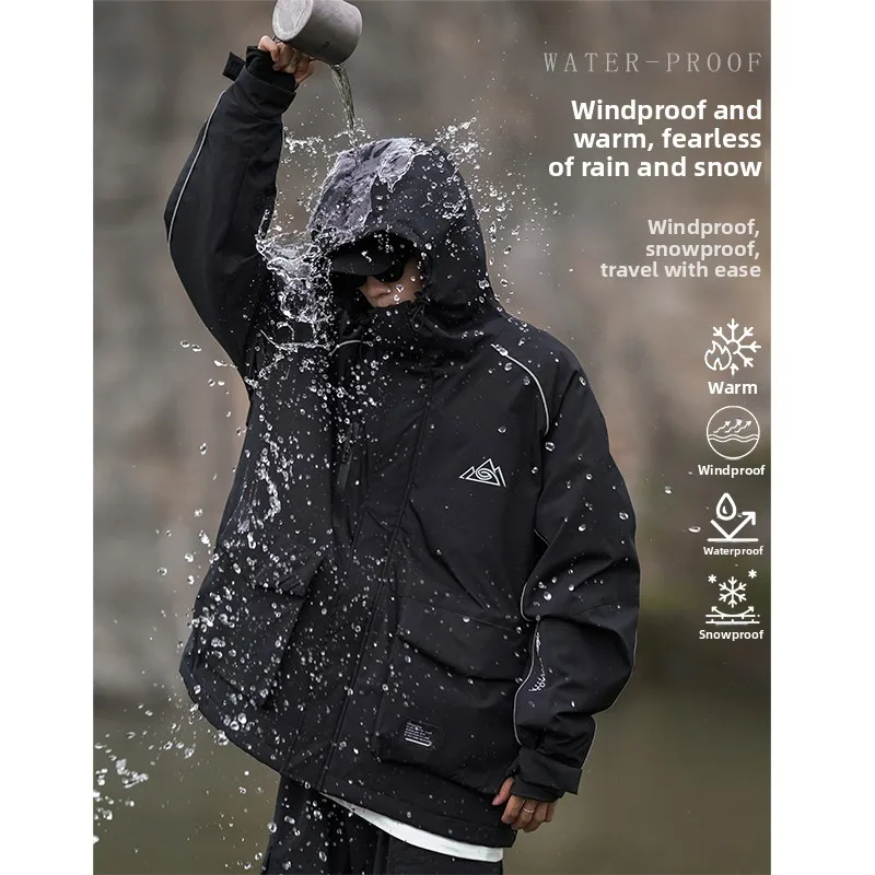 

Мужская зимняя утепленная хлопковая куртка в стиле ретро, американская рабочая одежда, лыжный костюм, молодежная повседневная свободная куртка на молнии