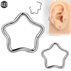 1Pc G23 Titanium Star Ear Daith Helix Tragus Conch Piercing Septum Clicker Segment Nose Ring Rook Ear Piercing Body Jewelry