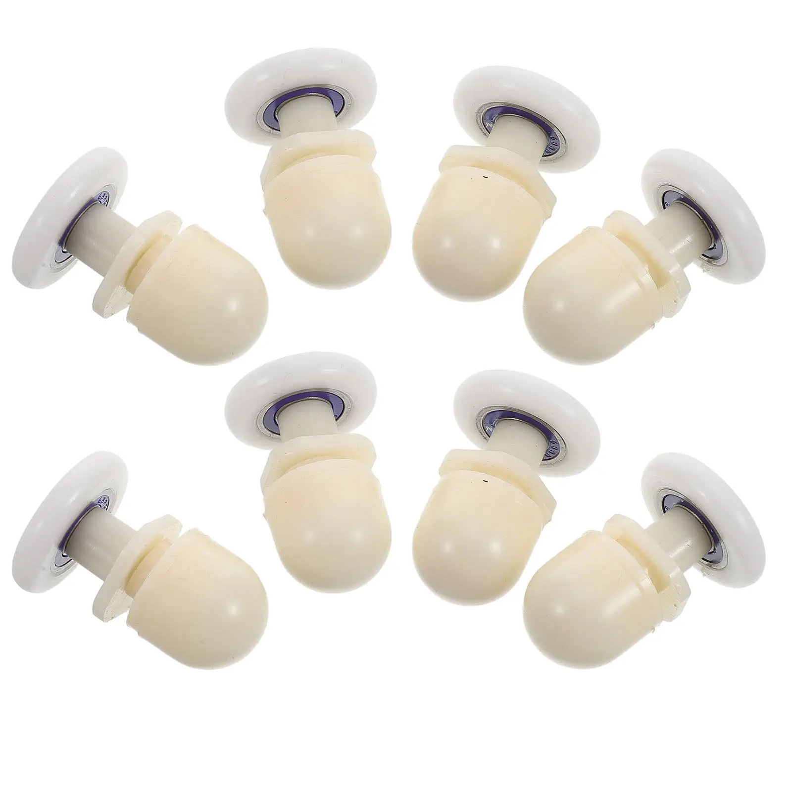 8Pcs Shower Door Rollers for Sliding Glass Doors – Nylon Single Wheel Hangers, Smooth Quiet Operation, Arc Design