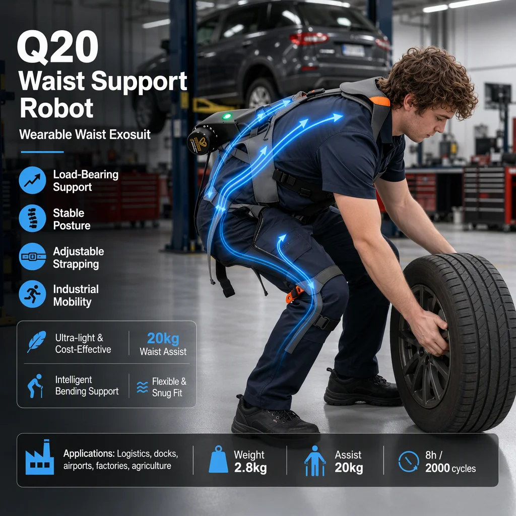 Wearable Adjustable Industrial Lifting Exoskeleton Nylon Lightweight Passive Assist Suit Lumbar Support Warehouse Handling