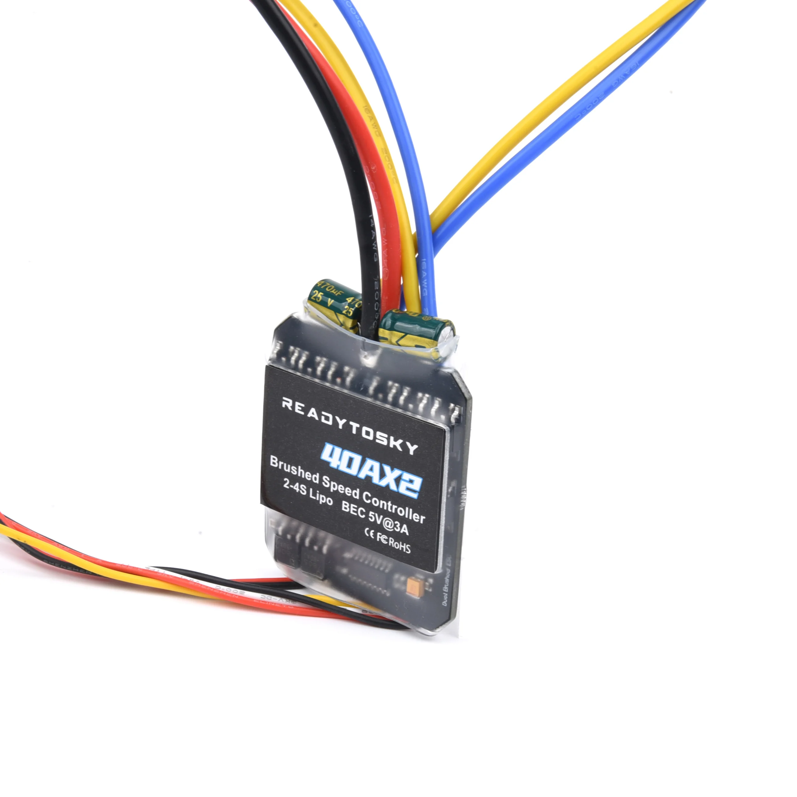 40A Dual Way Bidirectional Brushed Electric Speed Controller 40A x 2 Mixed Control ESC 6-15V for RC Tank/Speed Difference Boat