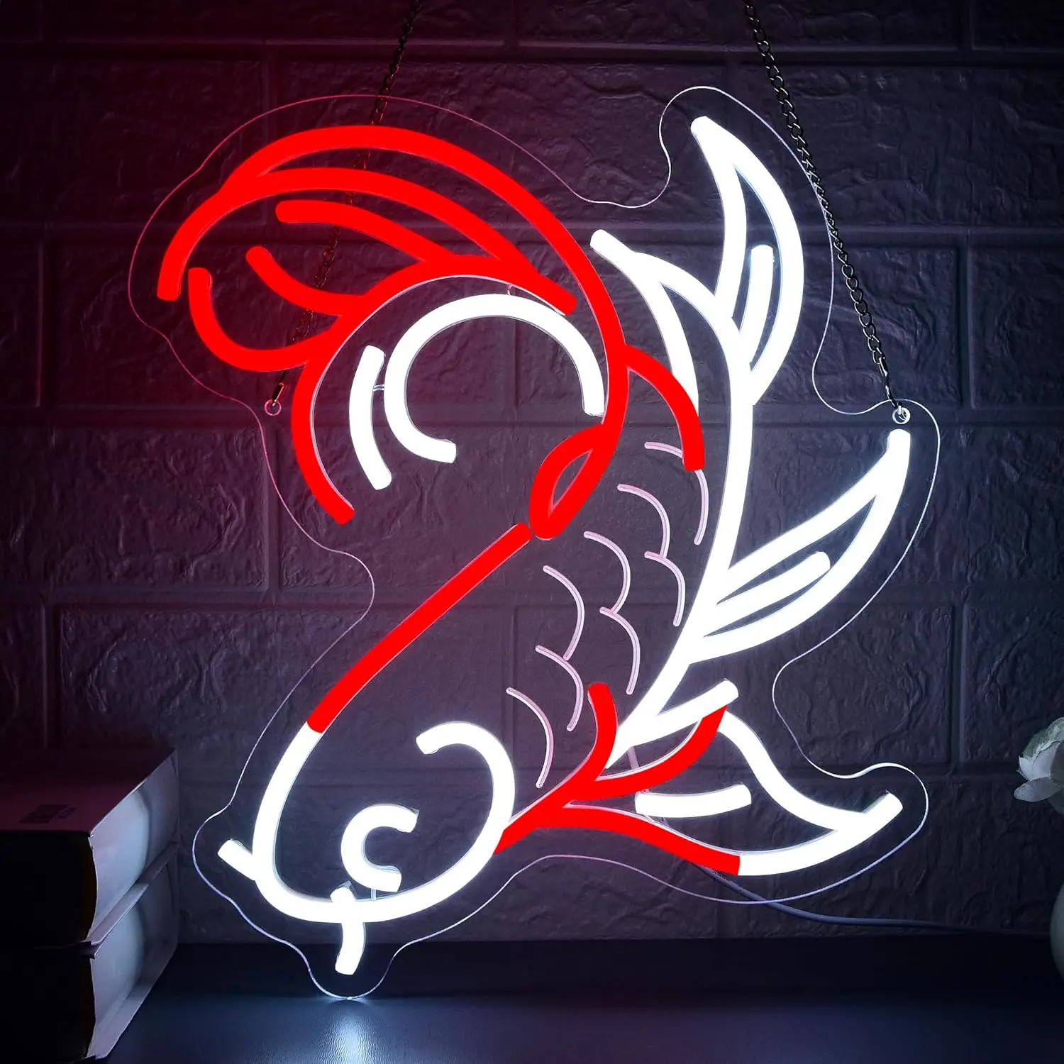 

Koi Fish Neon Sign SB Powered LED Light for Birthday Party Bar Gaming Room Bedroom Aesthetic Decoration Art Wall Light