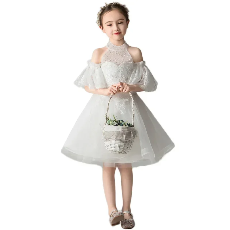 

2024 Spring New Fashion Children's Walk Show Performance White Evening Flower Boy Birthday Princess Dress