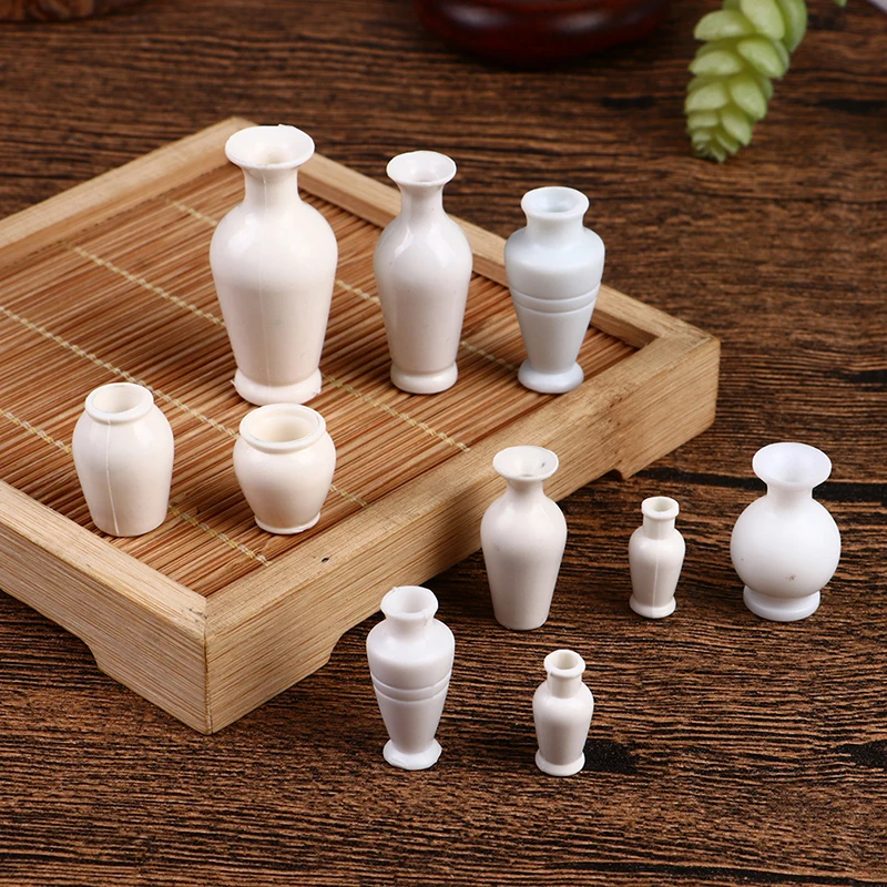 5PCS Mini Building Sand Table Model Mini Ceramic Flowerpot Simulation Vase Miniatures