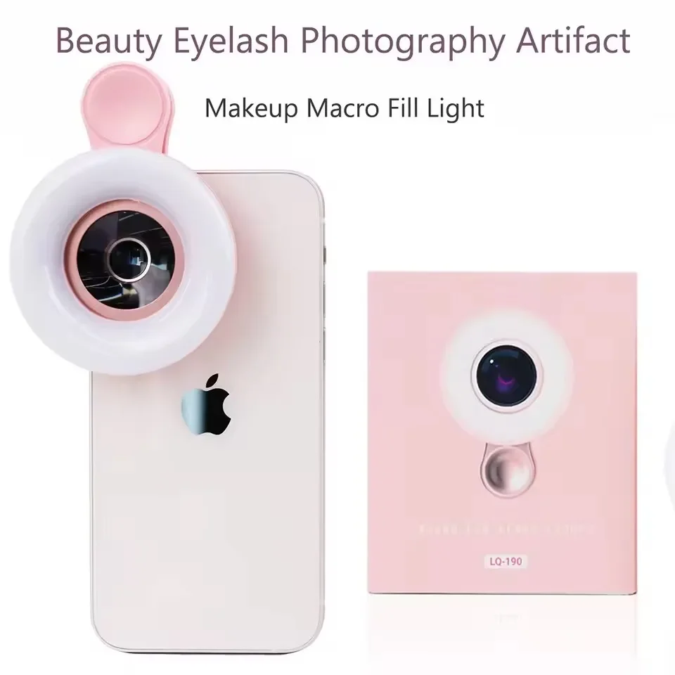 

15X Macro Lens for Mobile with Fill Ring Light Selfie Live Lamp LED Selfie RingLight for iPhone Webcam Laptop Photo Makeup