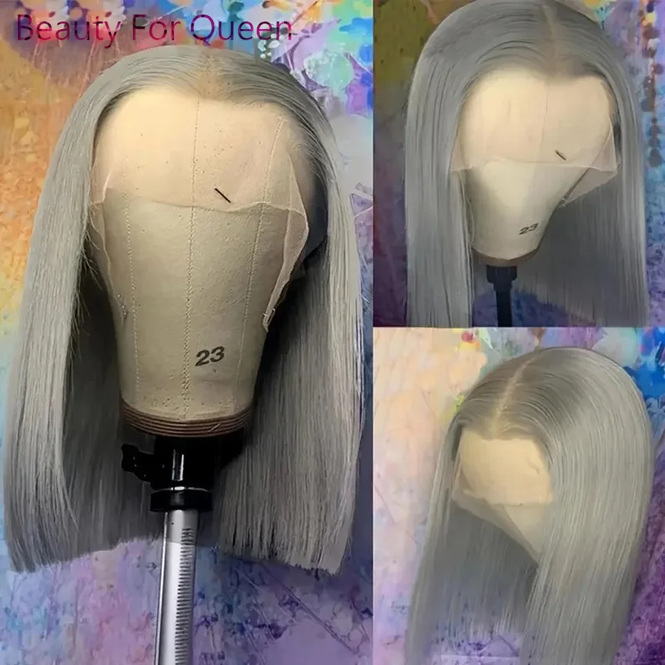 

Silver Gray Short Bob Wig Gray 13x4 Lace Front Wigs Human Hair 13x6 Hd Lace Frontal Wig For Women Straight Bob Wig Pre Plucked