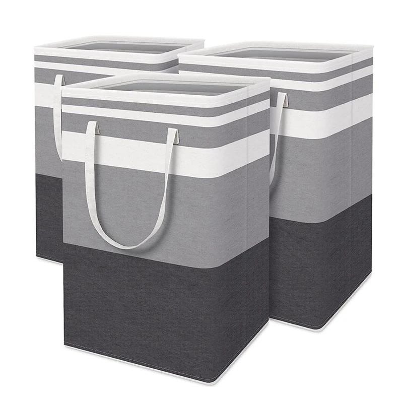 

3 Piece Bathroom Laundry Organizer Basket 75L Waterproof Foldable Laundry Basket Laundry Hamper