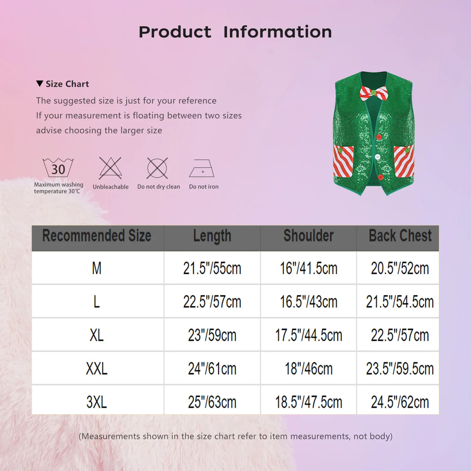 الرجال عيد الميلاد قزم زي تأثيري حفلة عيد الميلاد الترتر سترة بلا أكمام مفتوحة الجبهة غير المتكافئة هيم مخطط صدرية مع ربطة عنق