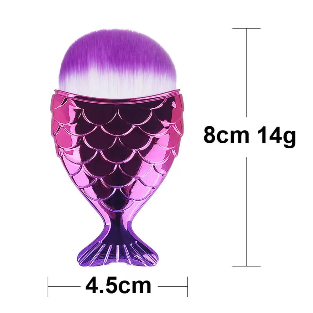 1Pcs Professional Mermaid Makeup Nail Art Brush Foundation Cosmetic Fish Brush Makeup Tools Kit Powder Face Blush Brush