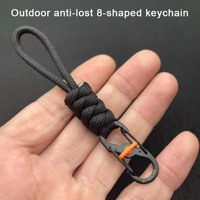 10cm Umbrella Rope Anti-theft And Anti-lost 8-shaped Keychain With Lock 8-shaped Lock Portable Outdoor Lanyard Hanging Buckle