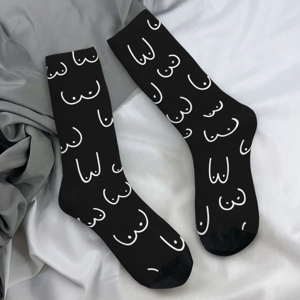 

Black And White Drawing Of Boobs Stockings Graffiti Custom Harajuku Socks Spring Non Skid Socks Men's Outdoor Comfortable Socks