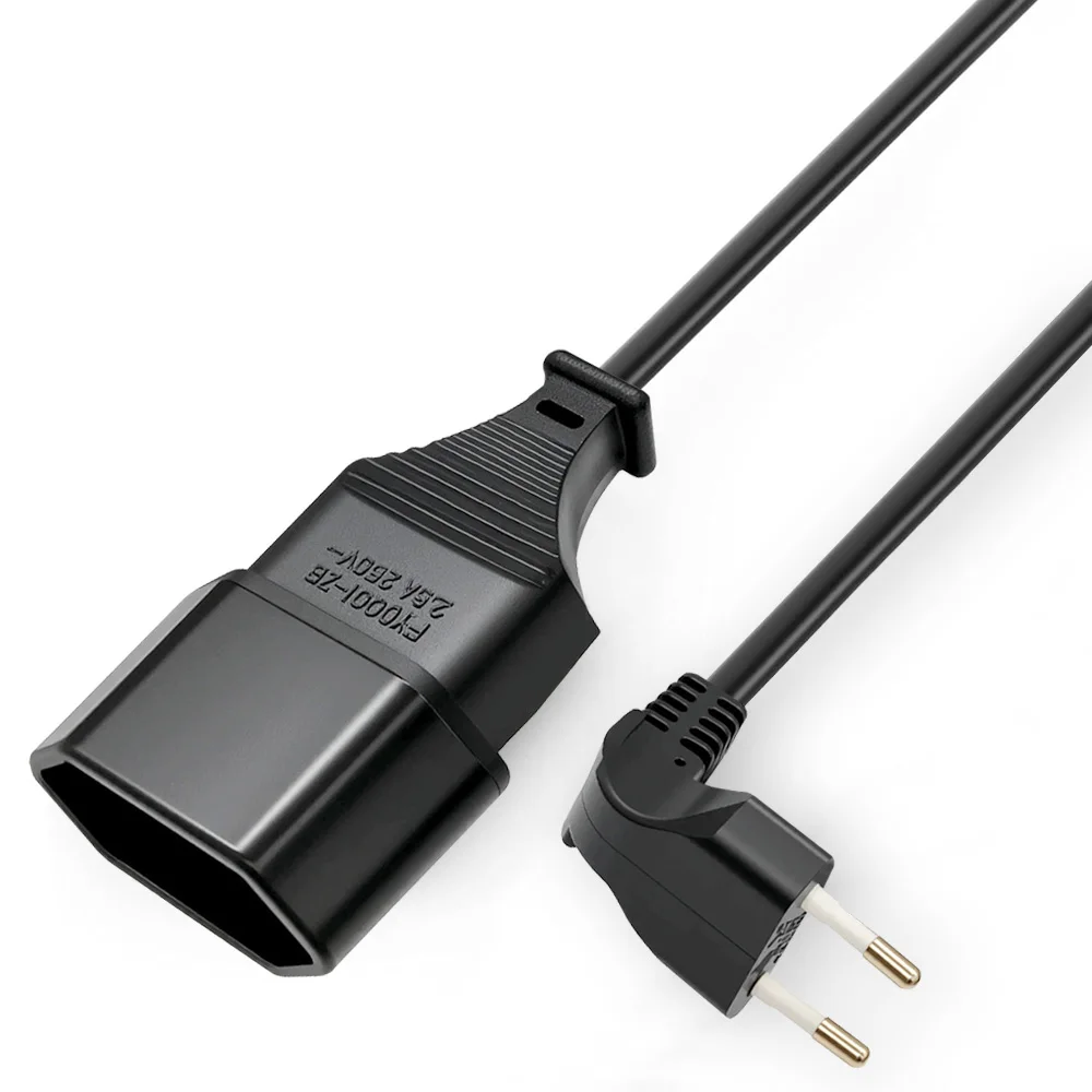 EU Power Extension Cord Anged European AC Power Extension Cord Europe 2-prong Power Lead Male to Female Extension Cable Wire