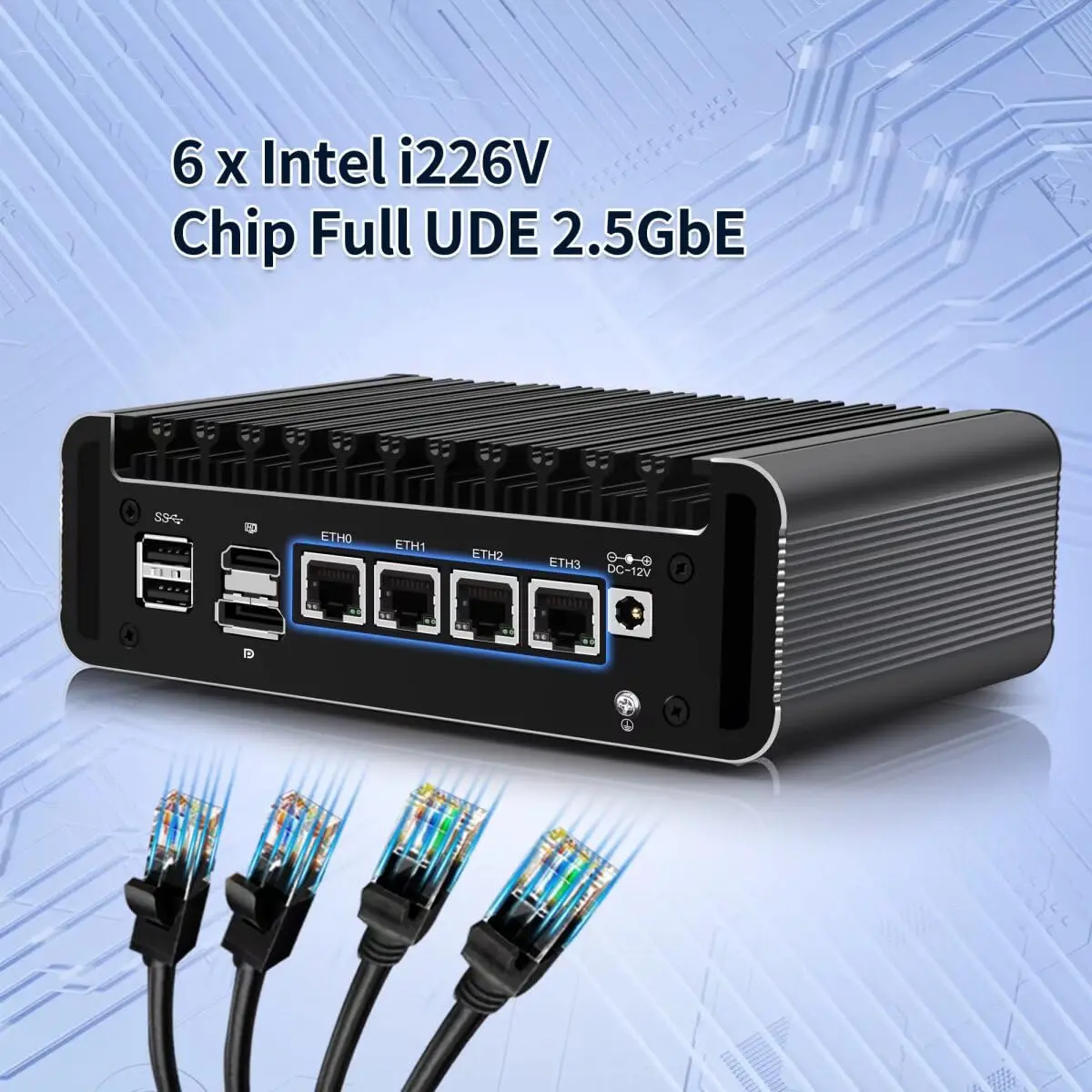 MNBOXCONET 미니 PC N150 방화벽 팬리스(최대 3.6GHz), DDR5 베어본 마이크로 어플라이언스 하드웨어 컴퓨터 4 x 2.5GbE I226-V LAN