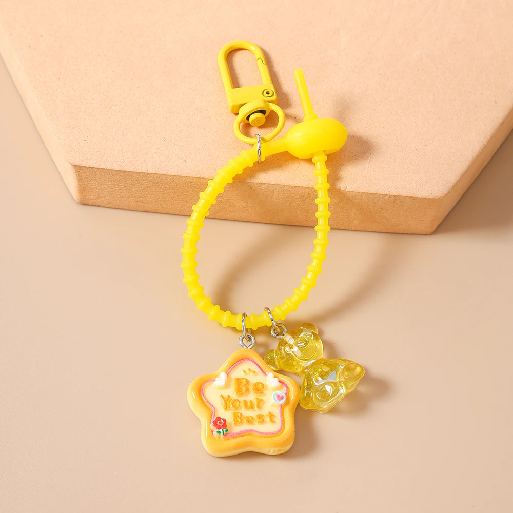 Aihua Niedliche Bonbonfarbene Silikon-Wiederverwendbare Taschenanhänger Bunte Bären-Schlüsselanhänger Lanyard Schlüsselring Autoschlüsselanhänger für Frauen und Mädchen – Detail 5