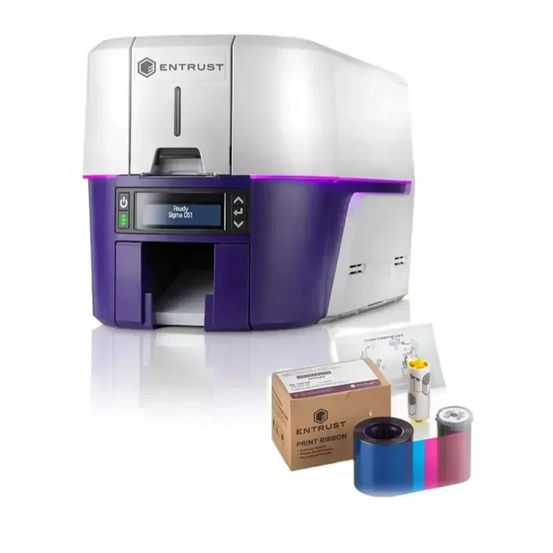 طابعة بطاقات الهوية الذكية الجديدة Entrust Sigma DS1 مزدوجة الجوانب أو من جانب واحد، بطاقة بيانات عالية الكفاءة