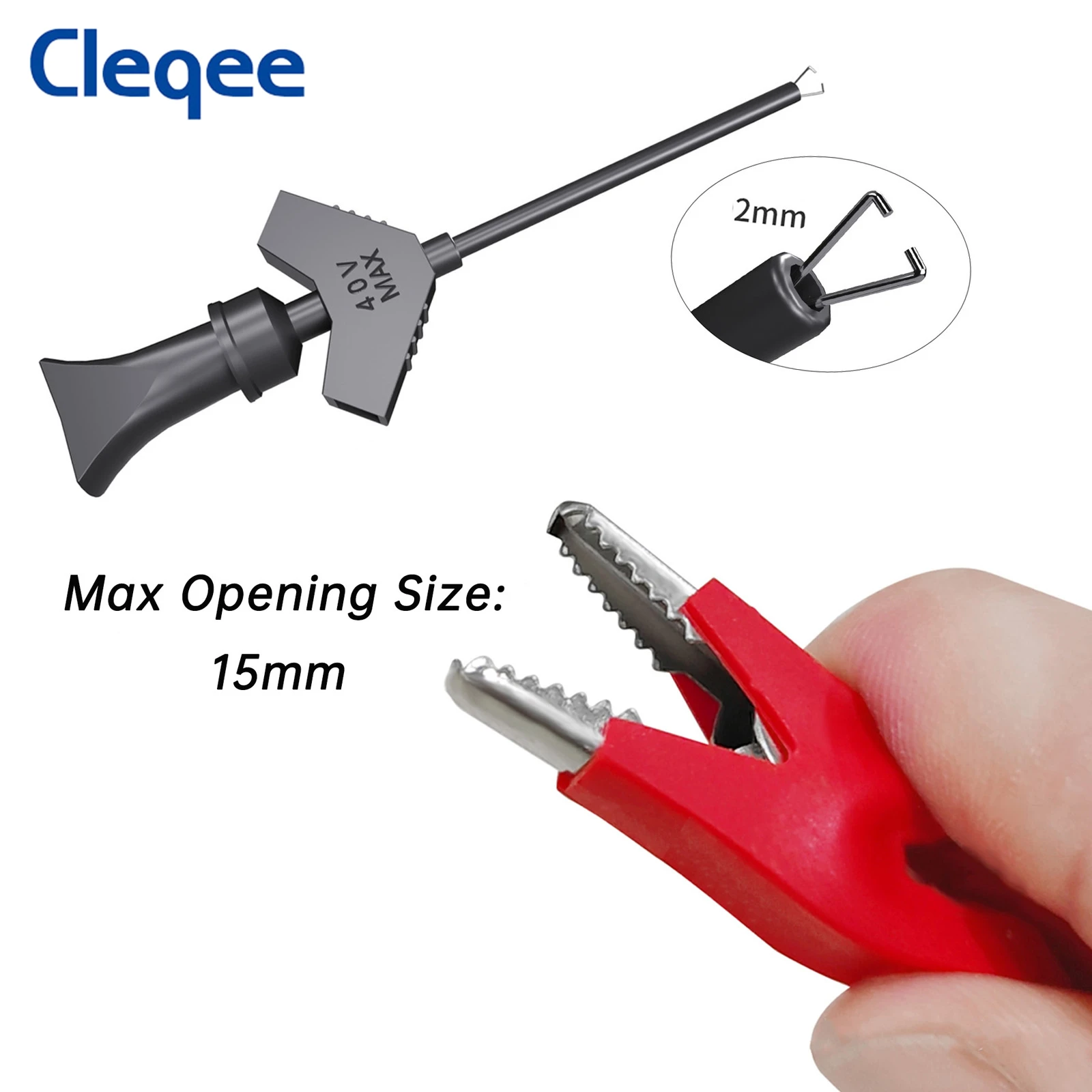Cleqee P1503E 21 Uds Kit de cables de prueba para multímetro con pinzas sondas de prueba conector Banana de 4mm agujas reemplazables pinzas de