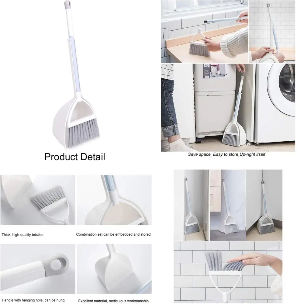 

мини-метла и совок, домашняя кухня для подметания детей (белый+серый)