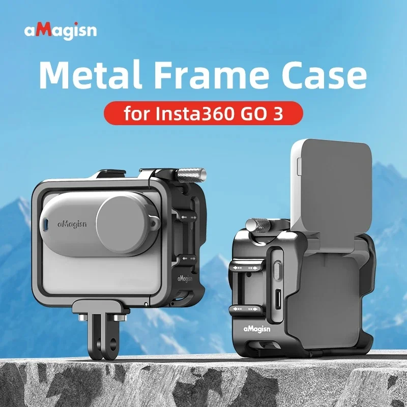 aMagisn For Insta 360 GO3 GO 3 Ultra Light Metal Cage Frame case Protective shell 360GO3 Protector Accessories Dual cold shoes