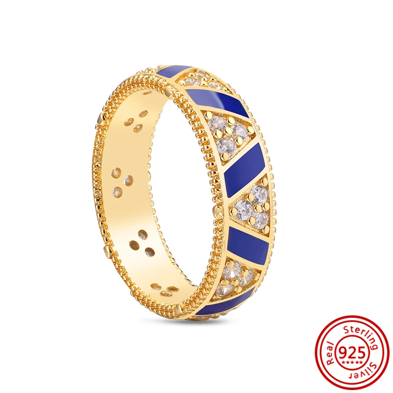 Hot Selling 925 Silver Gold Pigment Circle Zircon Bow Diagonal DIY Fashionable Women's Ring Fit For Daily Wear At Gatherings