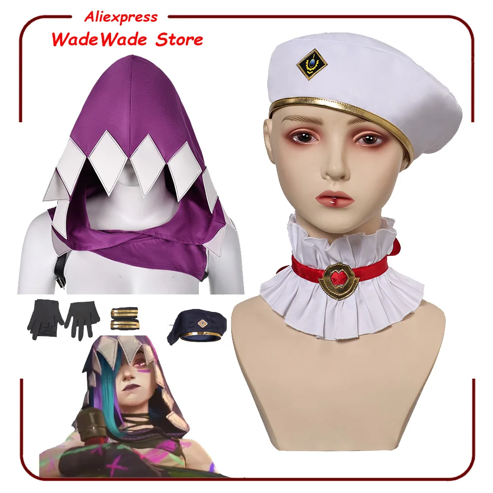 Arcane Jinx Caitlyn Cosplay Hat Game LoL Hats Women Cap Costume Accessories Kiramman Halloween Xmas Party Suit Fantasia Props