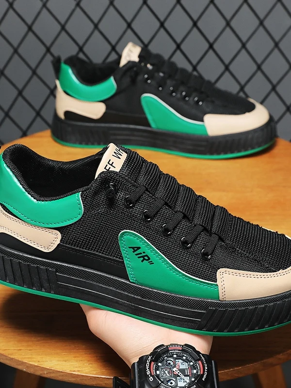 

Men's Canvas Slip-On Sports Shoes Breathable Casual Sneakers Trendy All-Match Summer Flat Heel round Toe PU Leather