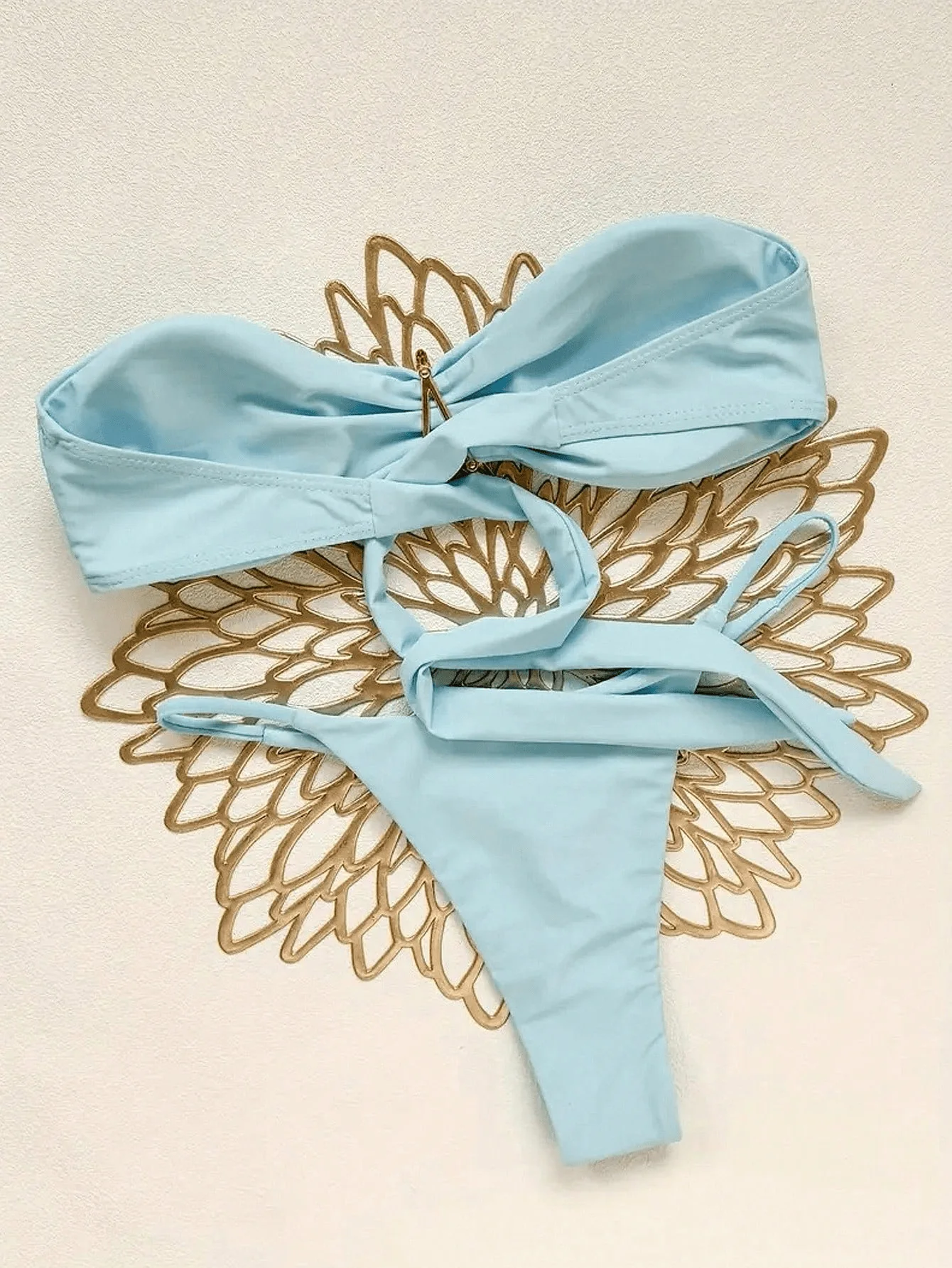sexy light blue metal starfish bandeau bikinis sets two pieces thong swimsuits bathing suit swimwear biquini tankini trikini